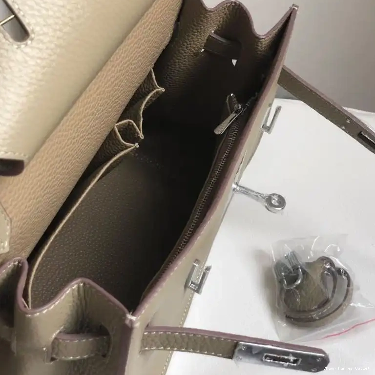 Affordable Clemence Bag Palladium Hardware Hermes Jypsiere Khaki In Leather 0508